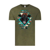 Vintage Olive black angus cowhide aztec Vintage Tee - JahusDesignShop