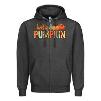 Charcoal Heather Hello pumpkin Zipper Hoodie - NancyCooperArtShop