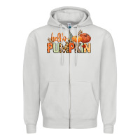 Dove Grey Hello pumpkin Zipper Hoodie - NancyCooperArtShop
