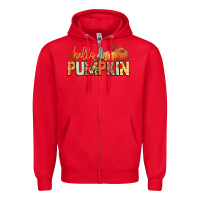 Red Hello pumpkin Zipper Hoodie - NancyCooperArtShop