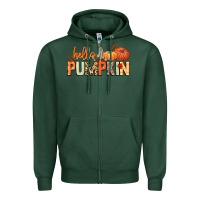 Sports Green Hello pumpkin Zipper Hoodie - NancyCooperArtShop