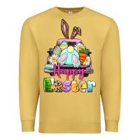 Antique Gold Bunny Happy Easter truck Premium Sweatshirt - CowGirlArtShop