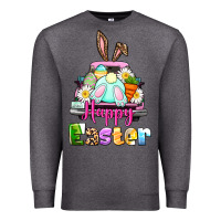 Charcoal Heather Bunny Happy Easter truck Premium Sweatshirt - CowGirlArtShop