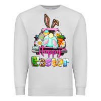 Dove Grey Bunny Happy Easter truck Premium Sweatshirt - CowGirlArtShop