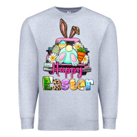Heather Grey Bunny Happy Easter truck Premium Sweatshirt - CowGirlArtShop
