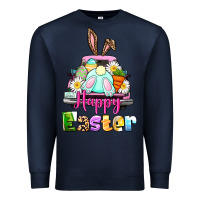 Navy Bunny Happy Easter truck Premium Sweatshirt - CowGirlArtShop