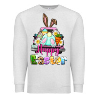 Oatmeal Heather Bunny Happy Easter truck Premium Sweatshirt - CowGirlArtShop