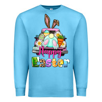 Ocean Blue Bunny Happy Easter truck Premium Sweatshirt - CowGirlArtShop
