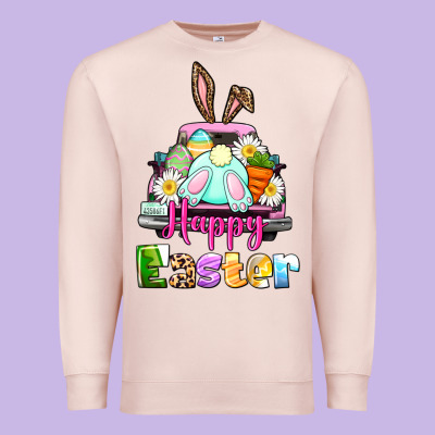 Bunny Happy Easter Truck Premium Sweatshirt Designed By Cowgirlartshop