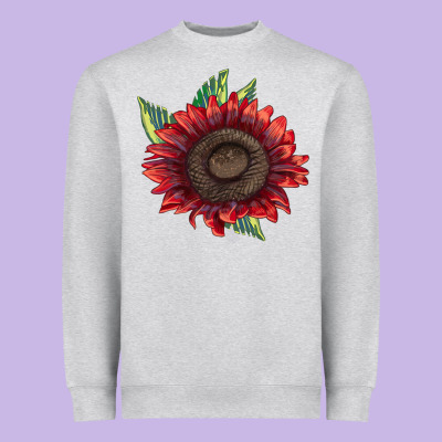 Procut Red Sunflower Heavyweight Sweatshirt Designed By Lillyallendesigns