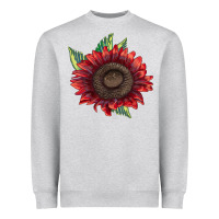 Heather Grey ProCut Red Sunflower Heavyweight Sweatshirt - LillyAllenDesigns