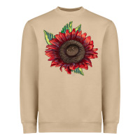 Mushroom ProCut Red Sunflower Heavyweight Sweatshirt - LillyAllenDesigns