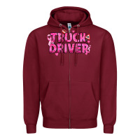 Burgundy Breast Cancer truck driver Zipper Hoodie - texasbilliewilder