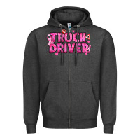 Charcoal Heather Breast Cancer truck driver Zipper Hoodie - texasbilliewilder