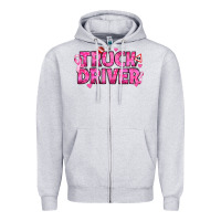 Heather Grey Breast Cancer truck driver Zipper Hoodie - texasbilliewilder