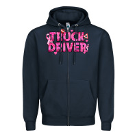 Navy Breast Cancer truck driver Zipper Hoodie - texasbilliewilder