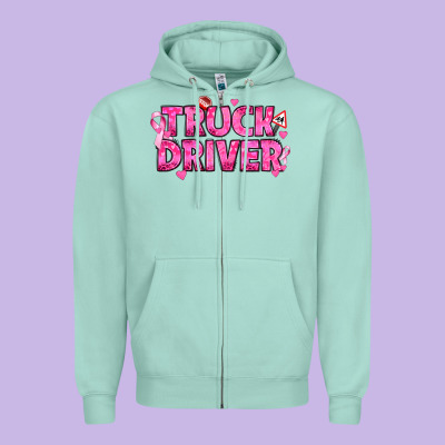 Breast Cancer Truck Driver Zipper Hoodie Designed By Texasbilliewilder