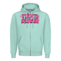 Seafoam Breast Cancer truck driver Zipper Hoodie - texasbilliewilder