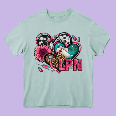 Lpn Licensed Practical Nurse Hearts Heavy Core Tee Designed By Jasminsmagicworld