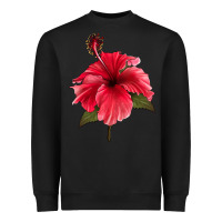 Black Puerto Rican Hibiscus Flower Heavyweight Sweatshirt - LillyAllenDesigns