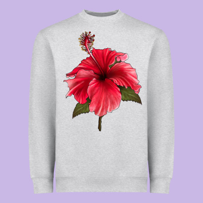 Puerto Rican Hibiscus Flower Heavyweight Sweatshirt Designed By Lillyallendesigns