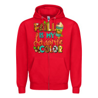 Red Fall is my favorite color Zipper Hoodie - NancyCooperArtShop