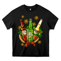 Black beer bottle party set for christmas Heavy Core Tee - AdoDesignShop