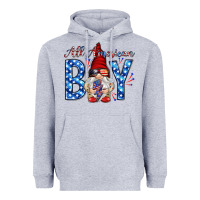 Heather Grey All American boy with gnome Heavyweight Hoodie - HowdyJamesFarm