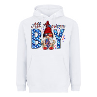 White All American boy with gnome Heavyweight Hoodie - HowdyJamesFarm