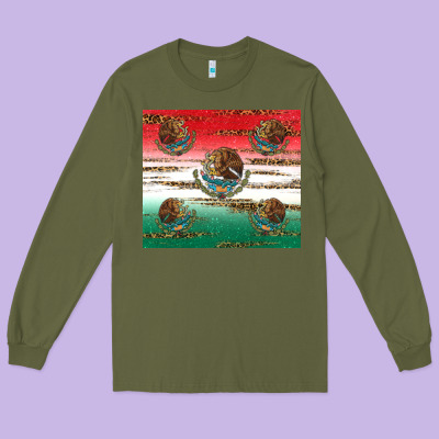 Mexican Flag Long Sleeve Tee Designed By Ranaportraitstore