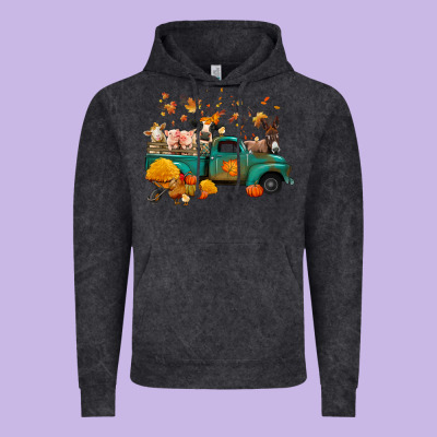 Fall Farm Animals Truck Nancy Vintage Hoodie Designed By Nancycooperartshop