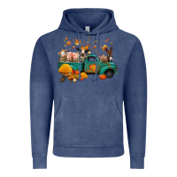 Vintage Denim fall farm animals truck nancy Vintage Hoodie - NancyCooperArtShop