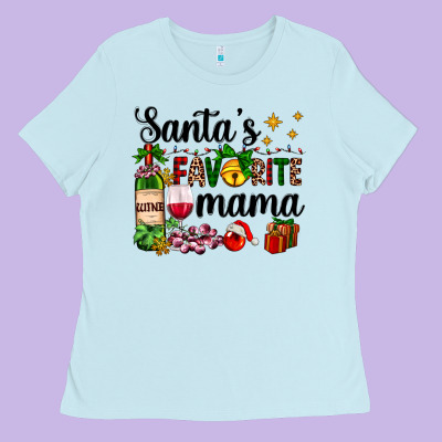 Santa's Favorite Mama Ladies Tee Designed By Adodesignshop
