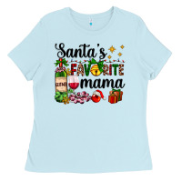 Baby Blue santa's favorite mama Ladies Tee - AdoDesignShop