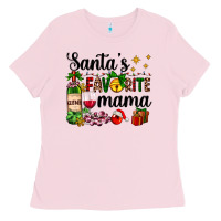 Bubblegum Pink santa's favorite mama Ladies Tee - AdoDesignShop