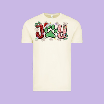 Joy With Dog Paw Vintage Tee Designed By Maliassmallbusiness