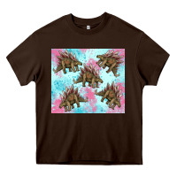 Chocolate Brown dinosaur stegosaurus Heavy Core Tee - Artiststas