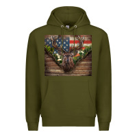 Army Green usa deer hunting Premium Hoodie - CowGirlArtShop