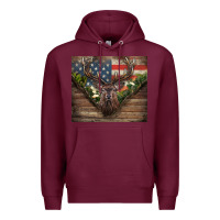Burgundy usa deer hunting Premium Hoodie - CowGirlArtShop