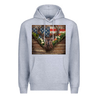 Heather Grey usa deer hunting Premium Hoodie - CowGirlArtShop
