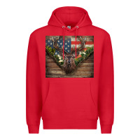 Red usa deer hunting Premium Hoodie - CowGirlArtShop
