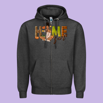 Home Girl Fall Afro Girl Zipper Hoodie Designed By Nancycooperartshop