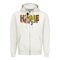 Oatmeal Heather Home girl Fall afro girl Zipper Hoodie - NancyCooperArtShop