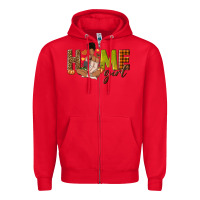 Red Home girl Fall afro girl Zipper Hoodie - NancyCooperArtShop