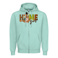 Seafoam Home girl Fall afro girl Zipper Hoodie - NancyCooperArtShop
