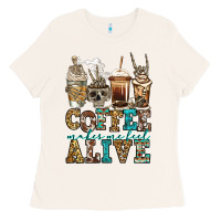 Bone coffee makes me feel alive skeleton coffee cups Ladies Tee - Jasminsmagicworld