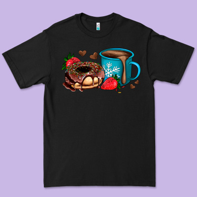Donut Coffee Strawberry Premium Tee Designed By Adodesignshop
