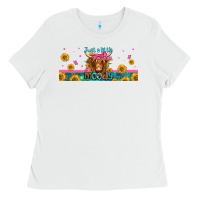 White just a little moody long haired cow Ladies Tee - Jasminsmagicworld