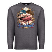 Charcoal Heather Baseball lips Premium Sweatshirt - HowdyJamesFarm