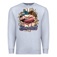 Heather Grey Baseball lips Premium Sweatshirt - HowdyJamesFarm